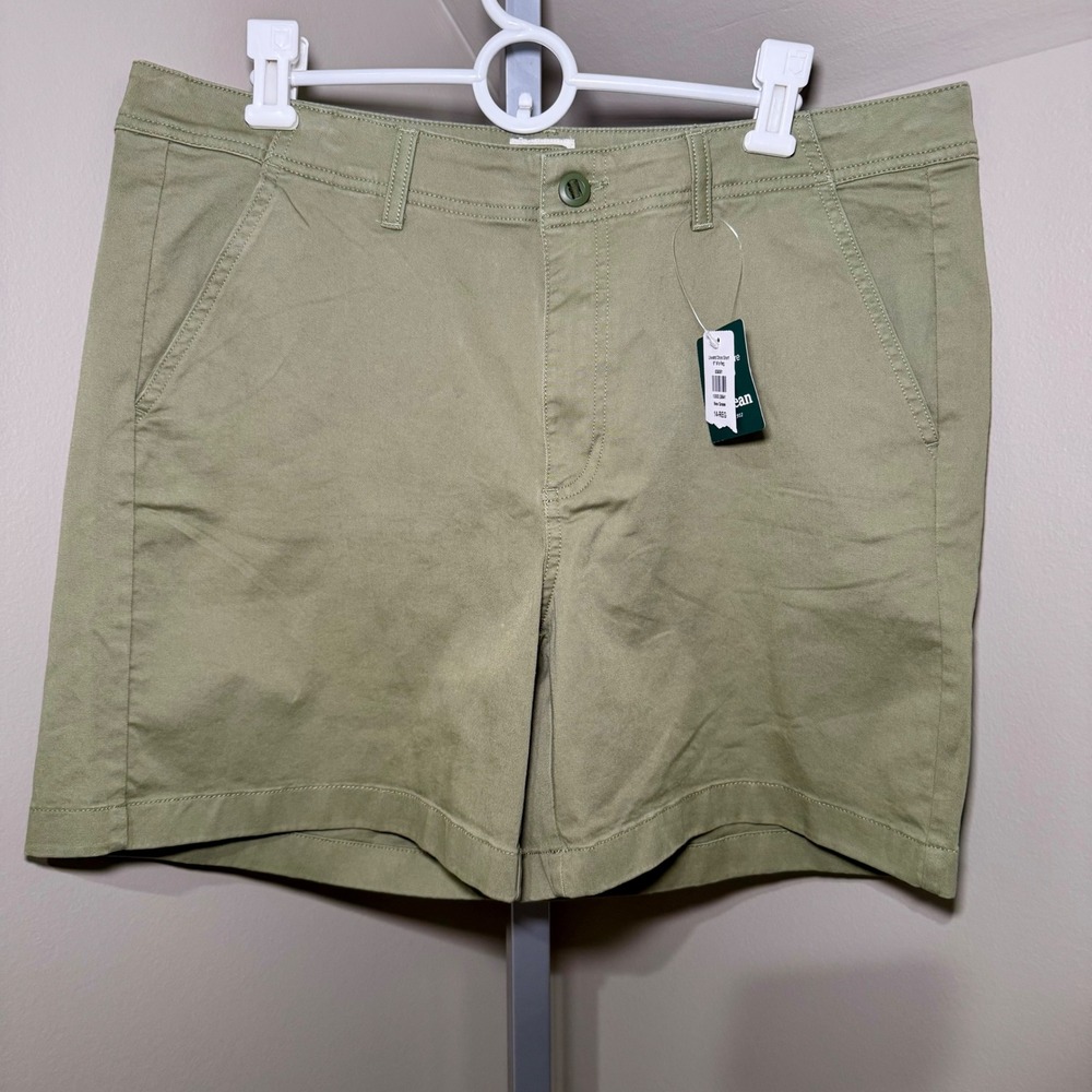 LL Bean Womens Favorite Fit Chino Shorts‎ Size 14 Sea Grass Casual